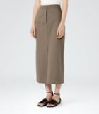 Reiss Fresia - Midi Skirt In Brown, Womens, Size 0