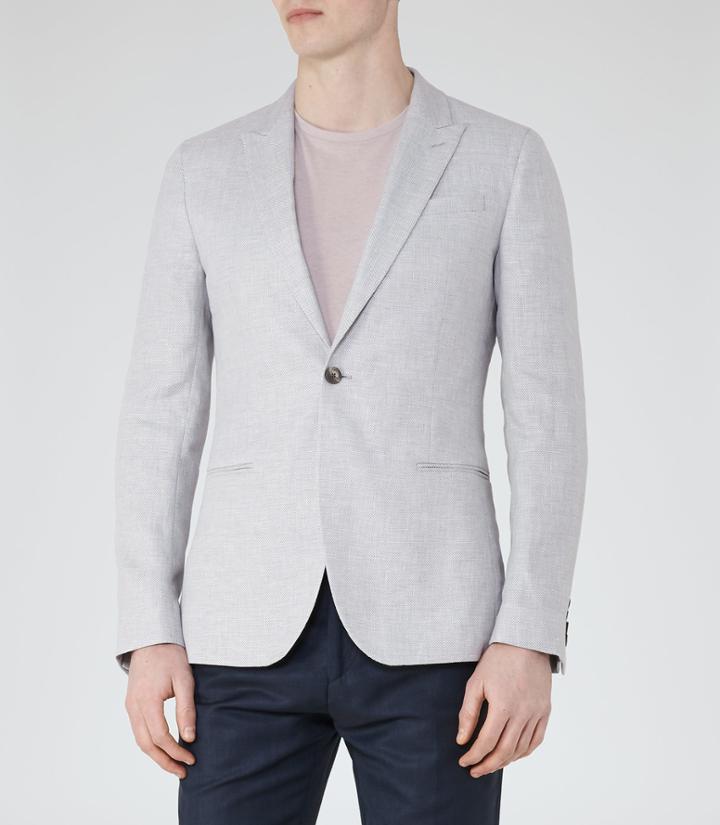 Reiss Quaye - Peak Lapel Blazer In Grey, Mens, Size 36