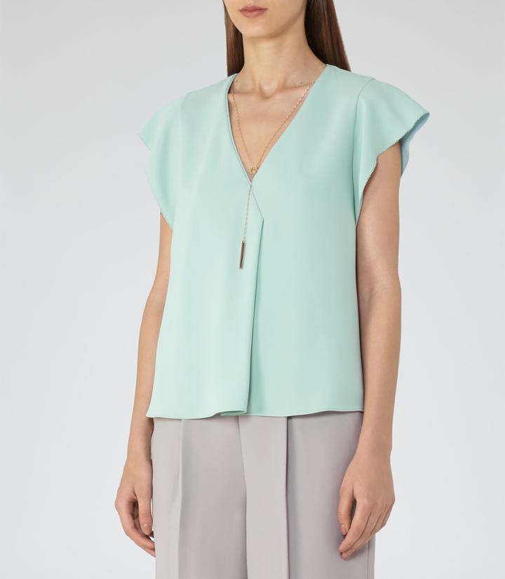 Reiss Zana - Womens Chain-detail Top In Green, Size 6