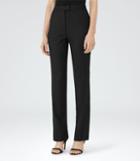 Reiss Dartmouths Straight Trouser - Textured Tailored Trousers In Black, Womens, Size 6
