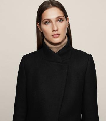 Reiss Lanston - Longline Coat In Black, Womens, Size 0