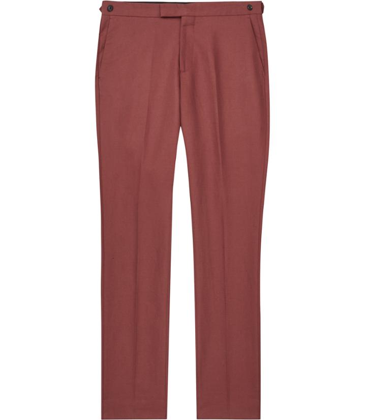 Reiss Bank - Mens Cotton And Linen Trousers In Brown, Size 30