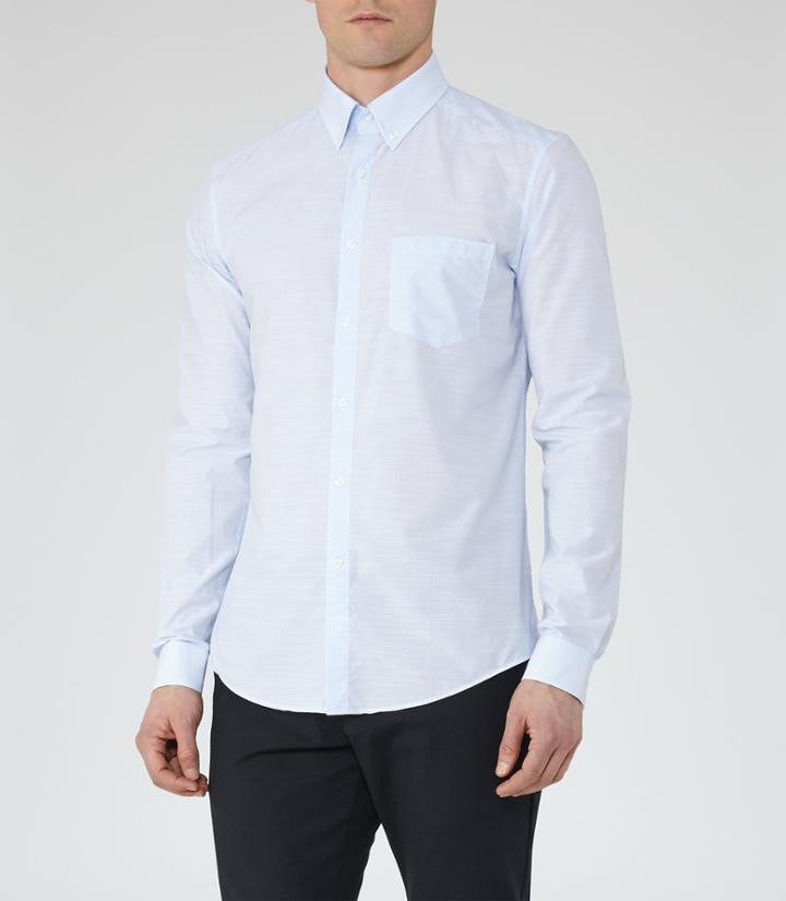 Reiss Cage - Striped Cotton Shirt In Blue, Mens, Size S