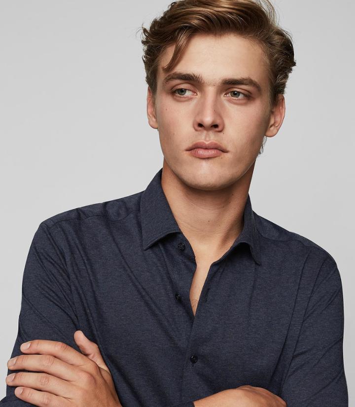Reiss Hilson - Jersey Cotton Shirt In Blue, Mens, Size Xs
