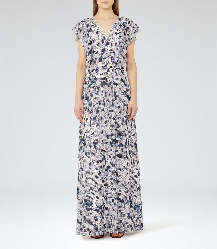Reiss Eli - Printed Maxi Dress In Pink, Womens, Size 0