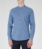 Reiss Atom - Mens Grandad Collar Denim Shirt In Blue, Size S