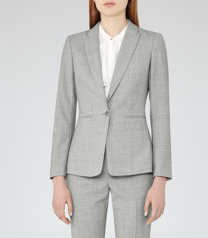 Reiss Aleggra Jacket - Womens Single-breasted Blazer In Grey, Size 6