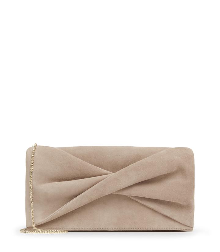 Reiss Beau Suede - Suede Clutch In Brown, Womens