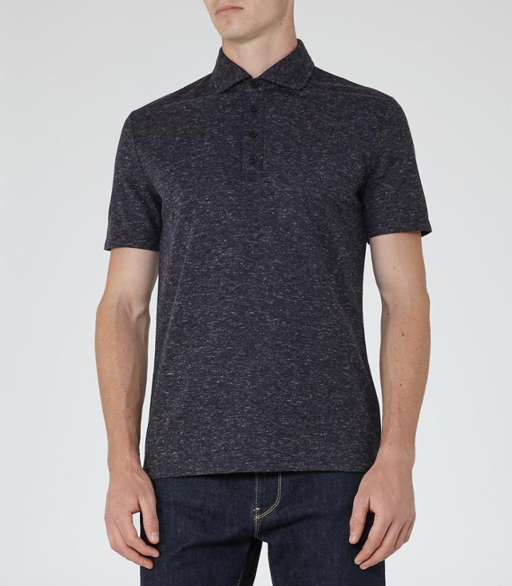 Reiss Baltimore - Mens Flecked Polo Shirt In Blue, Size S