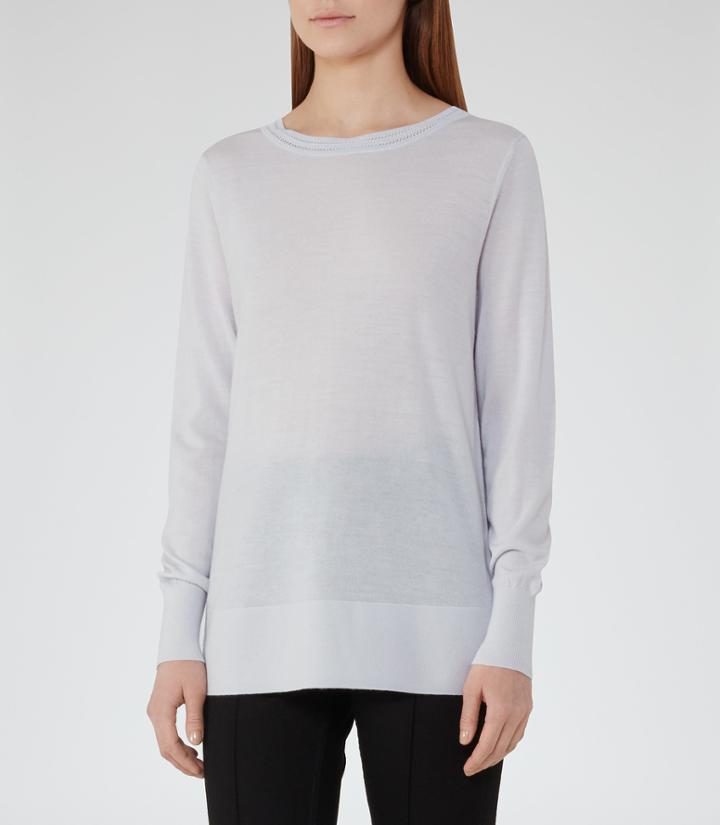 Reiss Cameron - Round-neck Jumper In Blue, Womens, Size 0
