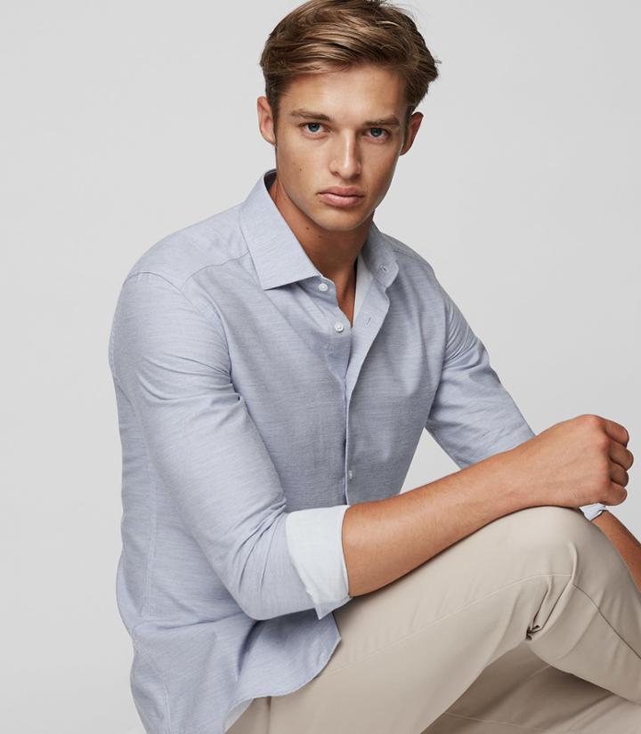 Reiss Stefan - Melange Weave Shirt In Blue, Mens, Size S