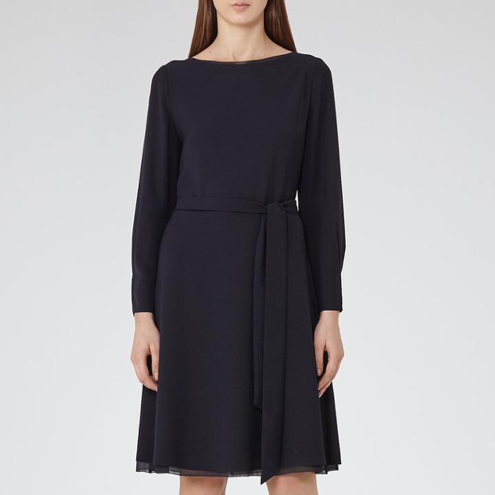 Reiss Primrose - Womens Waist-belt Midi Dress In Blue