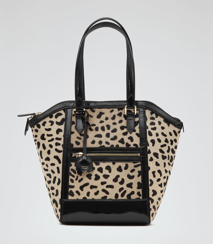 Reiss Marlo Print - Womens Animal-print Tote Bag In White, Size One Size