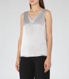 Reiss Coraline - Womens Silk Front Tank Top In Grey, Size Xs