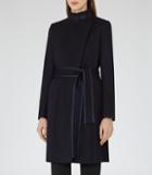 Reiss Lucille - Belted Wrap Coat In Blue, Womens, Size 2