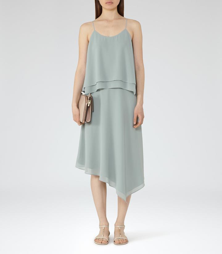 Reiss Ansley - Womens Tiered Cami Dress In Green, Size 4