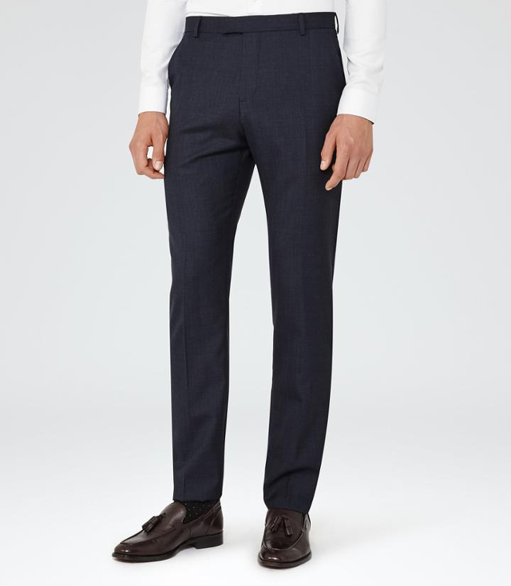 Reiss Brill T - Mens Modern Wool Trousers In Blue, Size 30