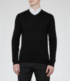 Reiss Emporer - Mens Merino V-neck Jumper In Black, Size M