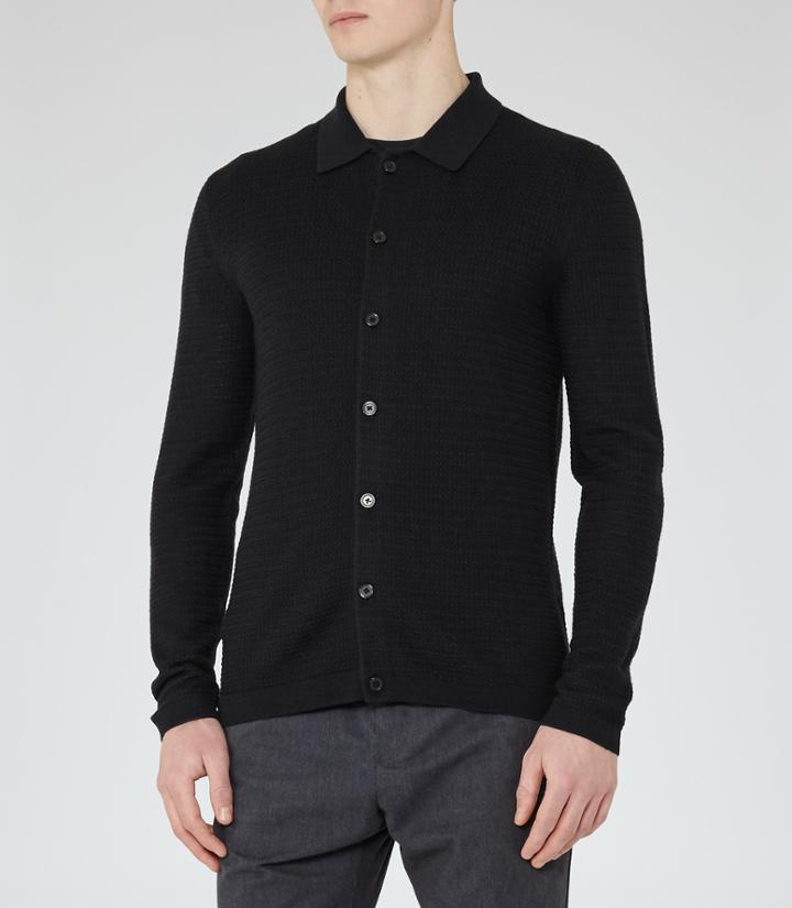 Reiss Hunter - Mens Textured Polo Shirt In Blue, Size Xs