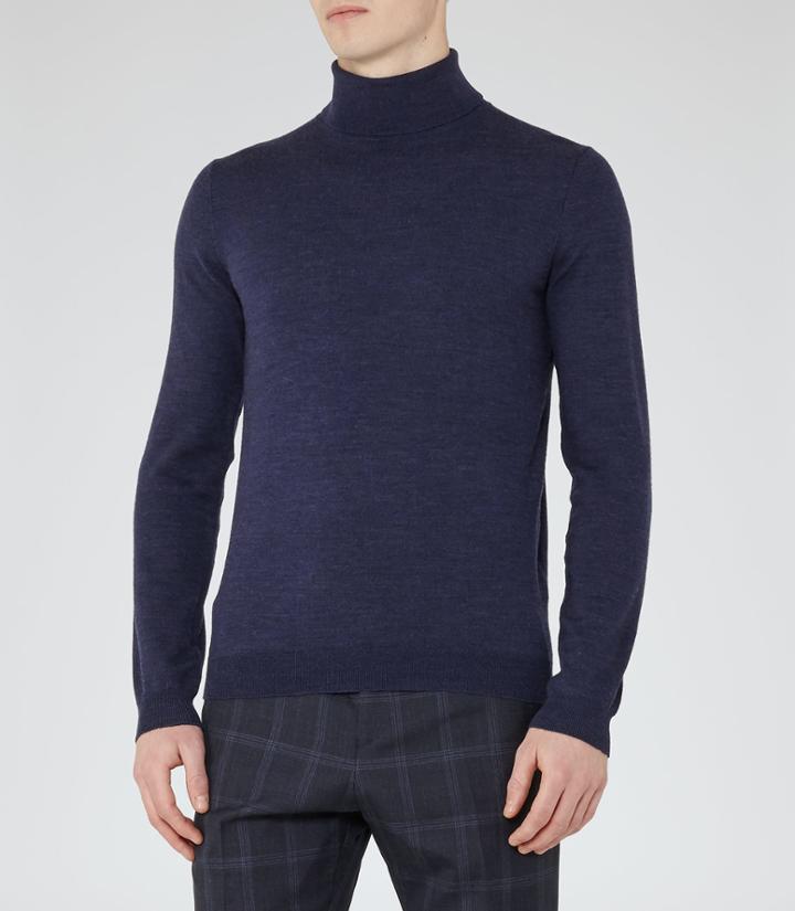 Reiss Observe - Mens Rollneck Jumper In Blue, Size M