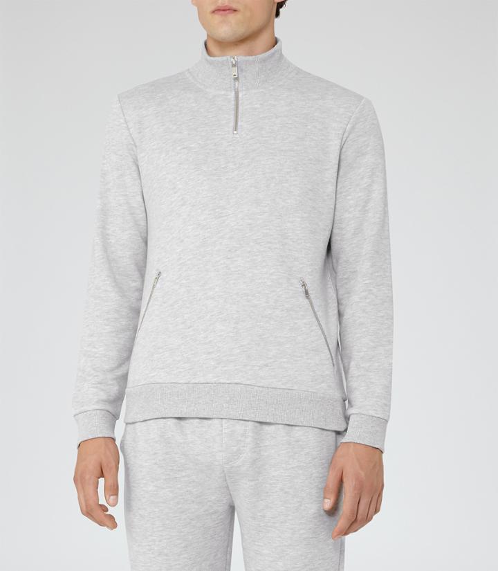 Reiss Central - Mens Zip Jersey Sweatshirt In Grey, Size S