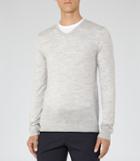 Reiss Emporer - Mens Merino V-neck Jumper In Grey, Size S