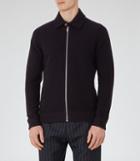 Reiss Dover - Boiled Wool Zip Top In Blue, Mens, Size Xs