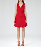 Reiss Topaz - Womens Textured Fit And Flare Dress In Red, Size 4