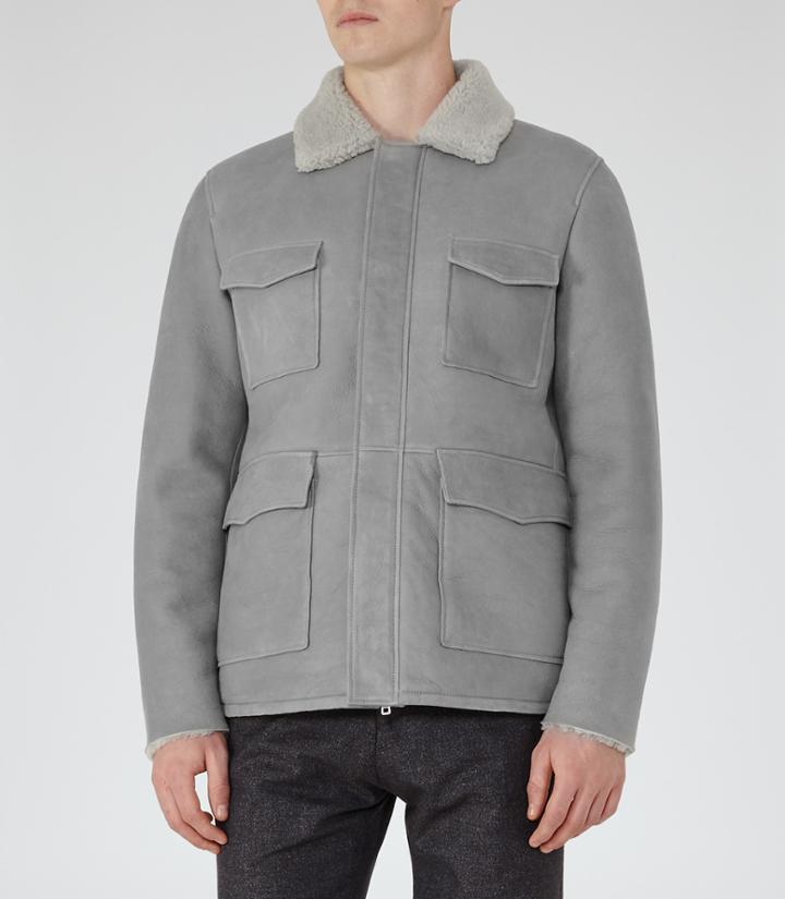 Reiss Revalstoke - Shearling Jacket In White, Mens, Size S