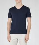 Reiss Dayton - V-neck T-shirt In Blue, Mens, Size S