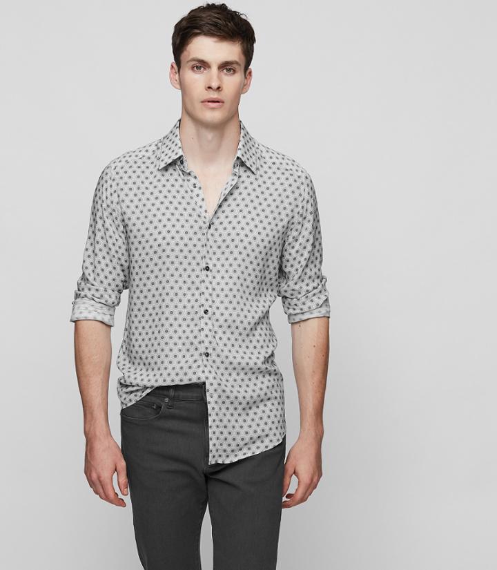 Reiss Persian - Geometric Print Shirt In White, Mens, Size Xs