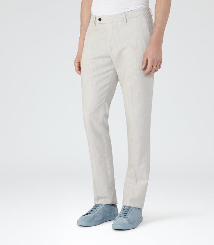 Reiss Tutin - Mens Melange Weave Trousers In Grey, Size 28