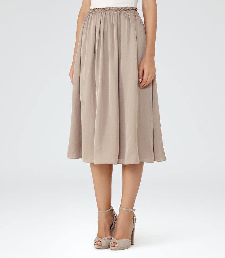 Reiss Alissa - Womens Gathered Midi Skirt In Red, Size 4