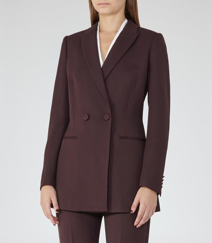 Reiss Nada Jacket - Womens Double-breasted Blazer In Red, Size 4