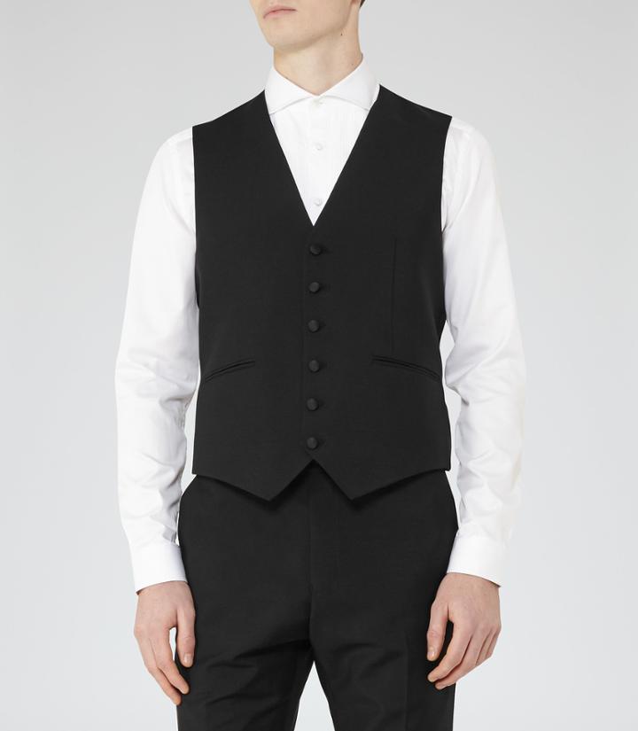 Reiss Kensington W - Mens Tailored Waistcoat In Black, Size 36