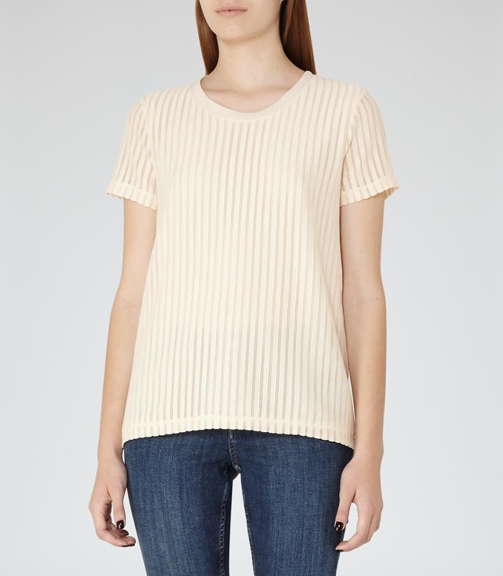 Reiss Tuesday - Womens Textured Short-sleeved Top In Brown, Size S