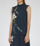Reiss Amoure - Womens Embroidered Top In Blue, Size 6