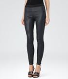 Reiss Carrie - Womens Leather Leggings In Blue, Size 6