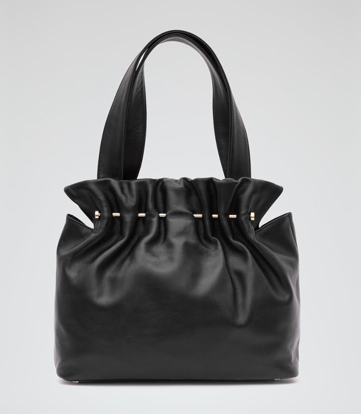 Reiss Lark - Womens Leather And Metal Tote In Black, Size One Size