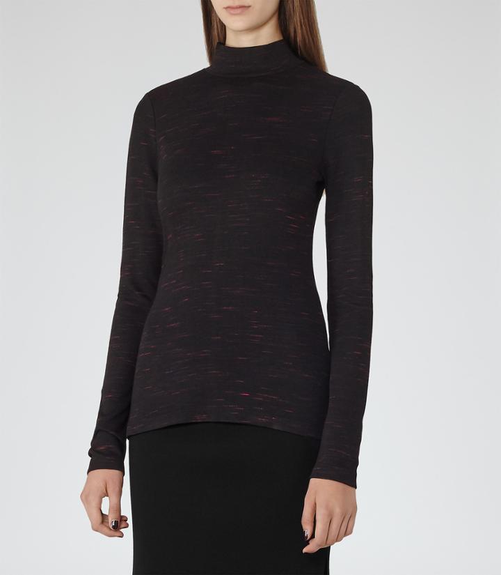 Reiss Dina - Womens High-neck Jersey Top In Red, Size 4