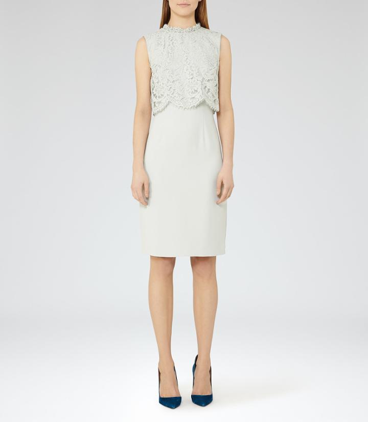 Reiss Bobbi - Womens Lace-top Dress In Green