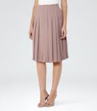 Reiss Selina - Womens Pleated Midi Skirt In Pink, Size 6