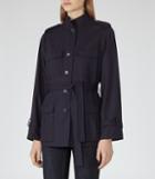 Reiss Via - Womens Casual Military Jacket In Blue, Size M
