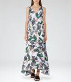 Reiss Maribel - Palm-print Maxi Dress In White, Womens, Size 0
