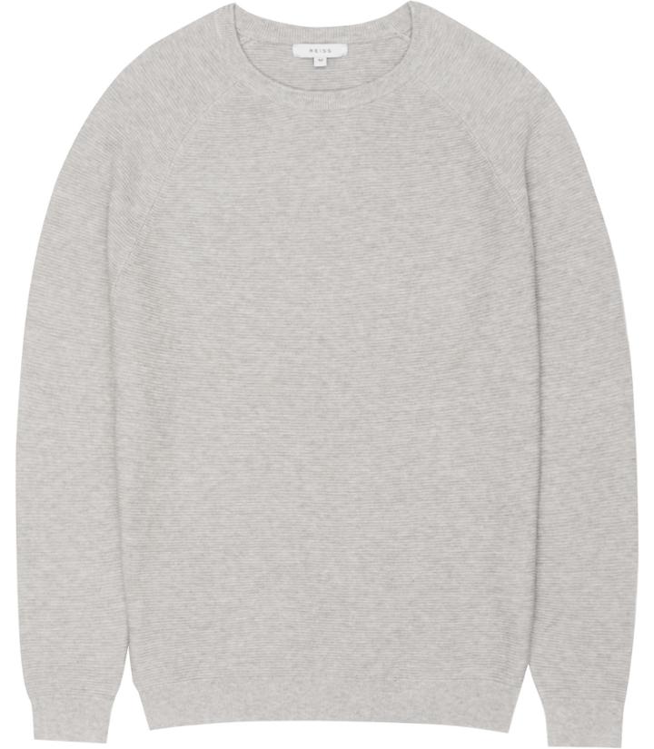 Reiss Jetty - Mens Ribbed Crew-neck Jumper In Grey, Size Xs