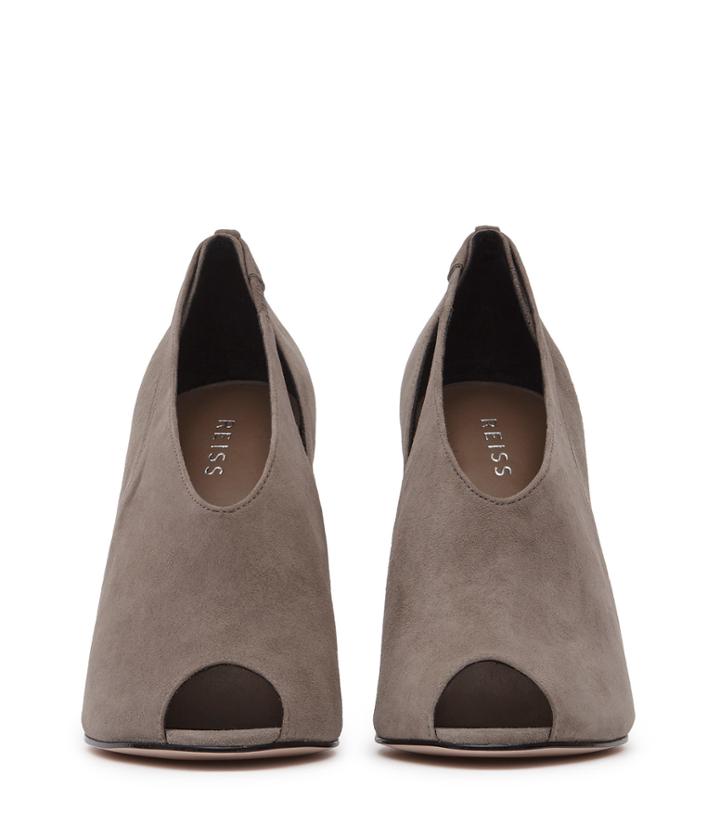 Reiss Dalida Suede - Peep-toe Heels In Grey, Womens, Size 6