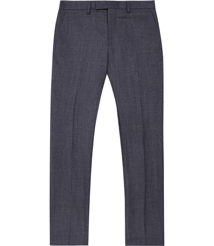 Reiss Severinos - Mens Slim Check Trousers In Blue, Size 28