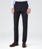 Reiss Baggio T - Checked Wool Trousers In Blue, Mens, Size 28