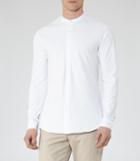 Reiss Harvey - Pique Grandad Collar Shirt In White, Mens, Size S