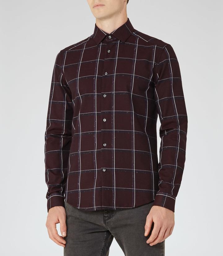Reiss Pastrana - Mens Window Check Shirt In Purple, Size Xs